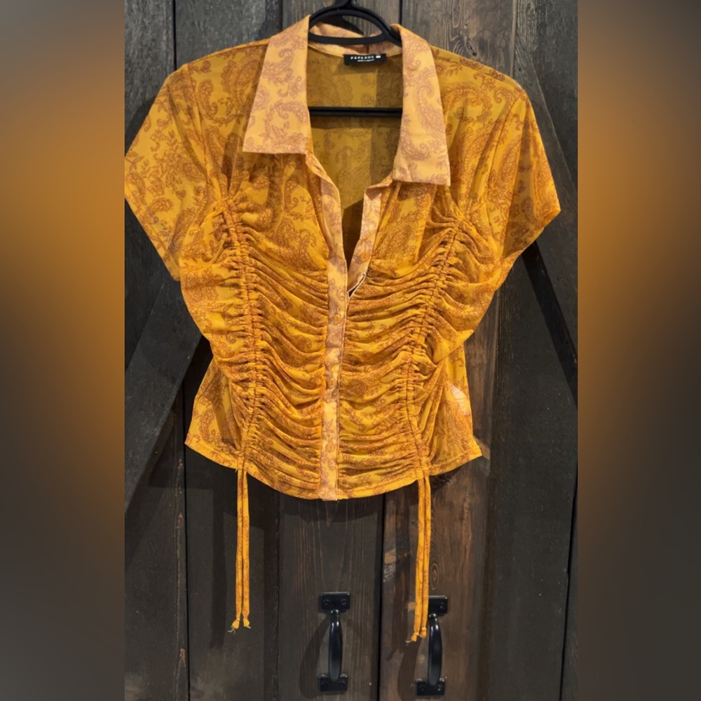 Women's Yellow Ruched Top